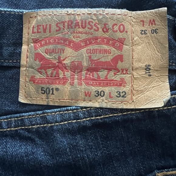 Levis 501 Jeans Men's 30 x 31 Dark Denim Wash Button Fly Straight Leg LOT/2 - Picture 10 of 16